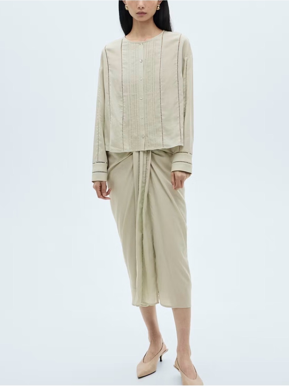 NWT MNG Lyocell/Linen 2 Piece Set (Midi Skirt and Blouse)